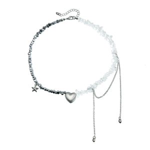 Mặt dây chuyền trái tim Vòng cổ với hạt không đều Handmade Đính cườm dây chuyền chạm xương quai xanh cho bữa tiệc tối và Ngày Valentine