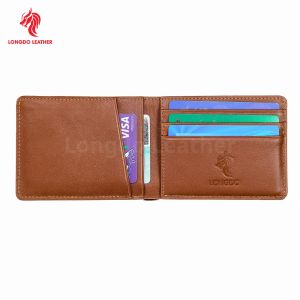 Ví mini nam màu nâu chocolate thương hiệu LONGDO LEATHER - B10