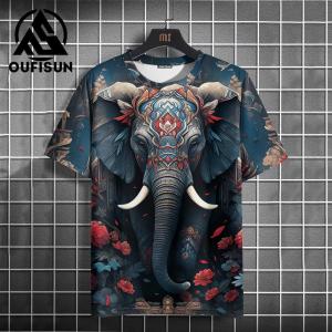เสื้อยืดผู้ชาย 2568 เสื้อยืดสงกรานต์ 2025 ใหม่ลายช้างแขนสั้นฤดูร้อนลำลองXXS-6XL