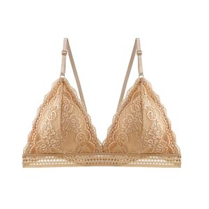 OK Bra ผู้หญิงฝรั่งเศสลูกไม้สามเหลี่ยมถ้วยดันชุดชั้นในกลวงเซ็กซี่ชุดชั้นในแหวนไร้เหล็กสบายปรับชุดชั้นใน