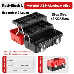 OutingSG® Heavy-Duty Multi-Functional 3-Tier Folding Tool Box – Industrial-Grade Waterproof Plastic for Home Electrician Vehicle Storage
