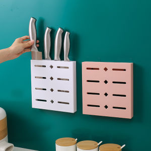[SG SELLER] Wall-Mounted Adhesive Drain Knife Rack Holder Storage Container Cutlery Organizer for Kitchen
