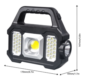 Night Security Flashlight Flashlight Work Light Portable Rechargeable Emergency Light Solar Rechargeable LED Camping Light