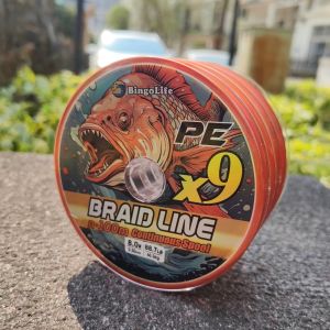 Bingolife Orange Senar Pancing PEX9 Braid 5x100m Connecting Tanpa Putus Dalam Gulungan Kuat Abrasi Kompetisi Memancing Umpan