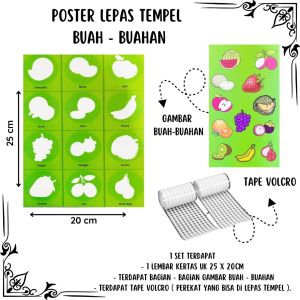 Poster - Poster Interaktif - Poster Lepas Tempel Buah - Profesi - Transportasi - DLL / B B
