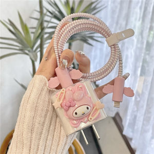 เคสป้องกันสายชาร์จข้อมูลลายเมโลดี้ซานริโอเครื่องป้องกันที่ชาร์จน่ารัก18W/20W เข้ากันได้กับ I-Phone 20W 11 12 13pro สูงสุด