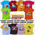 Kaos Anak Paket Murah Isi 5 Pcs Baju Distro Laki-Laki Perempuan Usia 1-12 Tahun Bahan Katun Combed 30s. 