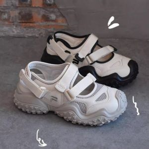 7CYM Summer New Mary Jane Retro Ugly Womens Shoes Mesh Cloth Tire Thick Bottom Hollow Sports Sandals Anti-slip Wear Sneakers