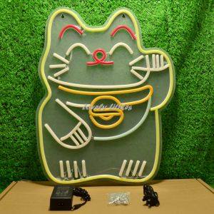 ป้ายไฟLED ป้ายไฟนีออน ป้ายไฟอะคริลิค ป้ายไฟหน้าร้าน " ป้ายไฟ แมวนำโชค " แบบเสียบปลั๊กไฟ ป้ายไฟตกเเต่งร้าน