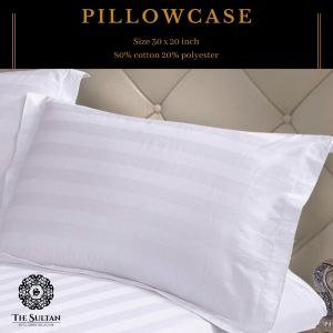 Pillow Case/Bolster Case white stripe The Sultan 300TC Sarung Bantal Sultan Sarung bantal hotel putih jalur