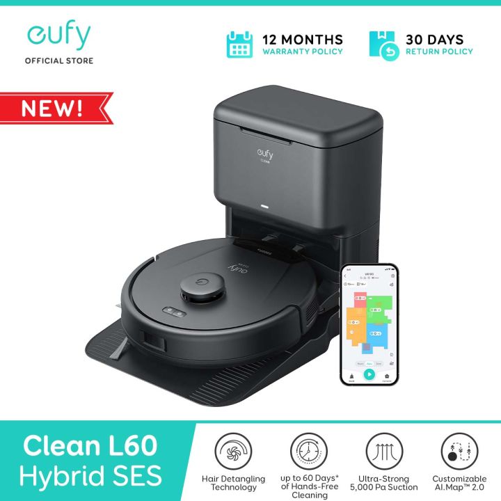 Eufy L60 Hybrid Robot Vacuum with Self Empty Station, Hair Detangling