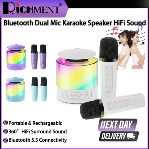 RICHMENT Karaoke Speaker System Wireless Speaker with Microphone RGB Lighting Portable Home Karaoke Speaker