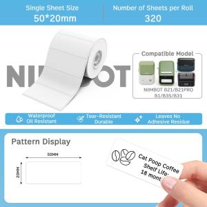 NIIMBOT B1 Inkless Label Printer Direct Thermal 203dpi 20-50mm/s Print Speed Bluetooth & USB Connectivity Portable Medical & Food Label Maker