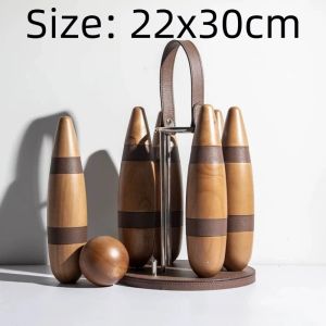 FFBH Modern Style Figurine Creative Bowling Model Wooden Desktop Ornament Indoor Sport Enthusiast Living Room Decoration Craftwork 3H4K8
