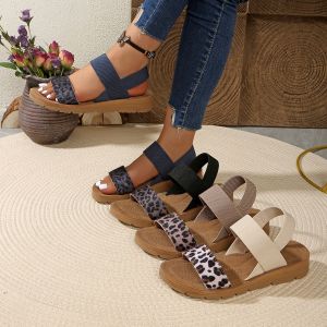 [Free Shipping] Lightweight WomenS Plus-Size One-Strap Platform Sandals Embroidered Beach Sandals Suitable For Outdoor Wear Available In Black And Blue