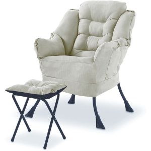 เก้าอี้โซฟา แถมที่วางเท้า รับน้ำหนักได้ 150 กก. ขนาด 62x50x85 ซม. 1 Seater Sofa Chair