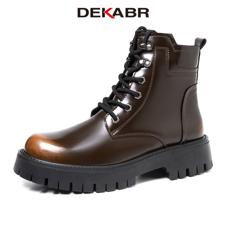 DEKABR New Comfortable Autumn Winter Warm Fur Boots Genuine Leather Soft  Mens British Style Handmade Non-Slip Boots Size 38-45 Lazada PH