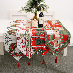 Christmas Linen Table Runner 6 seater Tablecloth for Party Decor Chair Cover XMAS decor