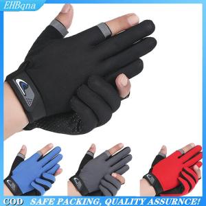 [COD] Summer Men Fishing Gloves Women Two Finger Cut Male Touchscreen Angling Anti-Slip Sun-Proof Breathable Cycling Fitness Gloves