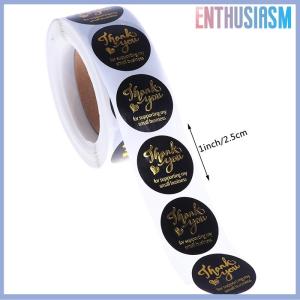 【Enthusiasm】🌟🌟【Hot Sale】🎈 500Pcs Cảm ơn bạn Sticker trang trí đám cưới con dấu dập nóng màu hồng đen Nhãn Tròn