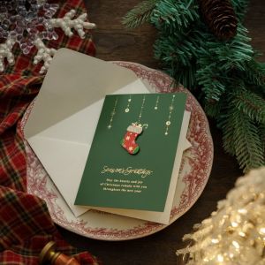 SG Specool® Xmas Message Card for Gift Boxas Greeting Cards 3D Gold Paper Crafted Cute Gift Card Christm