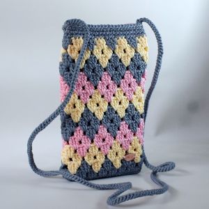 Tas  HP Slingbag Wanita Rajut Resleting Aruna1001JC / Tas Dompet HP Selempang Wanita