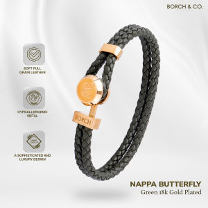 BORCH & CO. Gelang Kulit Leather Bracelet - Nappa Butterfly Green