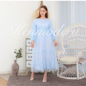 Produk Baru Ken-255 Busana Lebaran Longdress Kondangan Mewah Long Dress Pesta Wanita Longdress hijab Longdress Muslim Full Tulle Premium Import Include Masker dan Tali Pinggang