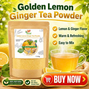 Golden Lemon Ginger Tea Powder - Lemon & Ginger Flavor Warm & Refreshing Easy to Mix 100% Natural No Fat No Added Sugar