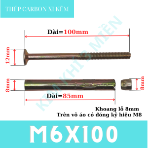 Tắc kê nở đầu vít ba ke sắt xi kẽm ( Bu lông nở đầu vít ba ke / Vít nở đóng tường )