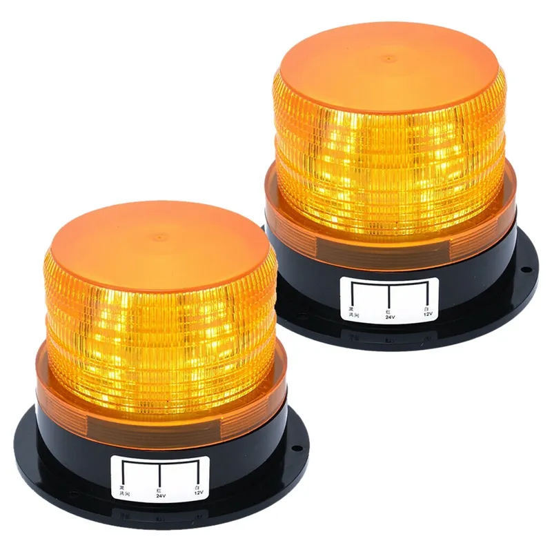 2 x Amber LED Beacon Strobe Emergency Flashing Light Warning Lamp