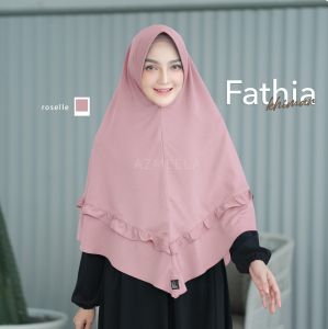 Azmeela Fathia Khimar Instant Aksen Renda Cantik dan Syari