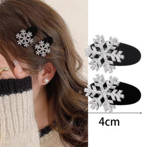 10pcs Flocked Hairpins Elegant Pearl Snowflake Hair Clips Red Winter Fashion Women Party Headwear Bangs Clip Hairgrip Accessorie