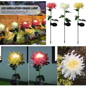 ??Original Product+FREE Shipping?? 1PCS/2PCS Chrysanthemum Solar Light LED Lamp Outdoor Garden Simulation Flower Lawn Light Plug-In Garden Land Lamp Light Garden Decor