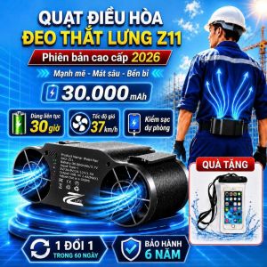 Quạt Đeo Thắt Lưng Zlife Pin 30.000mAh Dùng 30 Tiếng Quạt Đeo Hông Cổ Tích Điện Kiêm Sạc Dự Phòng