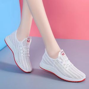 [Free Shipping] WomenS Breathable Mesh Sneakers Summer Height-Increasing Shoes New Style Versatile White Casual Shoes For Students
