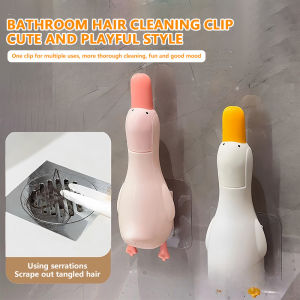 Bathroom Hair Clip Wall-Mounted Cute Duck Cleaner Clip Punch-Free Bathroom Hair Remover Clips