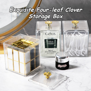 Square Transparent Puff Storage Box Jar Cosmetic Makeup Organizer Cotton Swab Container Box