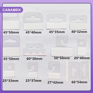 【CANAMEK】 100pcs PVC Slot Hole Adhesive Hang Tags Hook Merchandise Box Bag Hangers Display