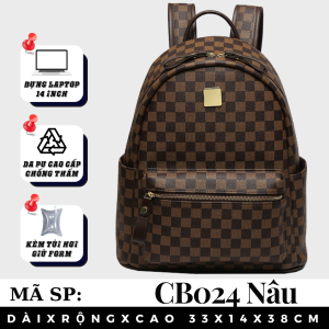 Balo Da Thời Trang Balô da Lv Da Pu Cao Cấp Balo mc Cặp Đi Học Đi Chơi Balo Đựng Laptop 14 Inch CATTIE CB046
