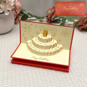 FLYING Foldable Birthday Red Envelope Greeting Card Gold-stamped Cover 6 Card Slots Musical Light Greeting Card  3D Pop-Up Red Envelope Greeting Card Surprise Gift