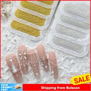 1Pack Mini Steel Ball Nail Art Jewelry Set Stitching Gold and Silver Bead Chain Nail Jewelry NailArt