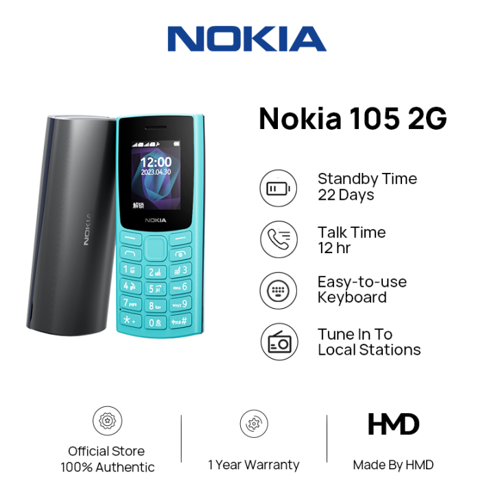 Nokia 105 2G Phone 1.8 Inches Dual Sim 1000 mAh Battery 22 Days Extra ...