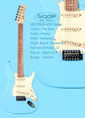 Sqoe SEST200 Stratocaster Electric Guitar w/Bag