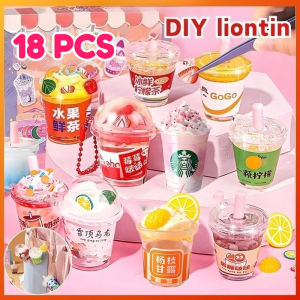 18 PCS DIY Mini Cangkir Teh Susu Kit Mainan DIY Kue dan Biskuit Kit Pretend Play Food Decorative Mainan Edukasi Hadiah Ulang Tahun Anak