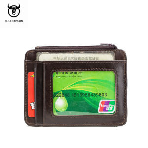 Bullcaptain ผู้ถือบัตรสบายๆหนังแท้ผู้ชายหลายช่องเสียบการ์ดกระเป๋าเงินเหรียญ
