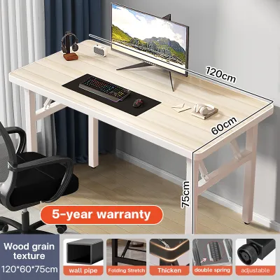 【3-YEAR WARRANTY】60*120CM Folding Table Double Layer thicken marbling wooden Foldable Table Office Table Study Writing Table Computer Desk