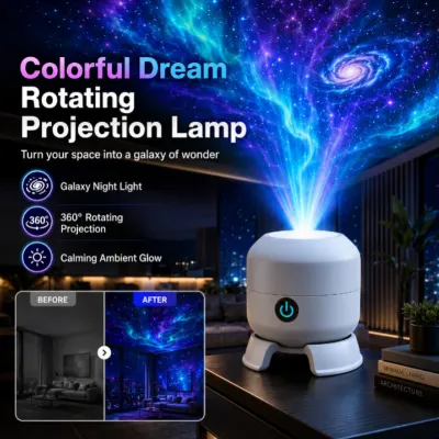 Rotating Projector Light Fantasy Atmosphere Galaxy Starry Night Light 360 Degree Rotating LED Projection Lamp Bedroom Party Decoration Home
