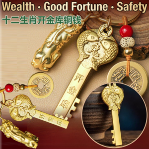 Zodiac Gold Key Keychain Twelve Zodiac Key Pendant Good Luck Gift Opening Gold Vault Key Car Key Pendant
