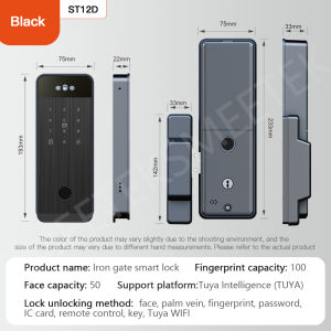 3D Anti-theft Door visible peephole Smart Door Lock fingerprint unlock Iron grille gate lock Digital Lock